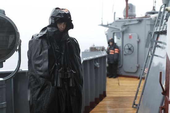 "Varangian" missile cruiser during Pacific Fleet training