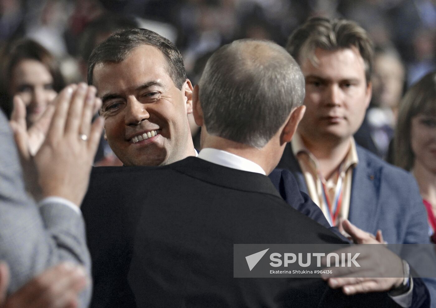 Medvedev and Putin at 7th United Russia Party Conference