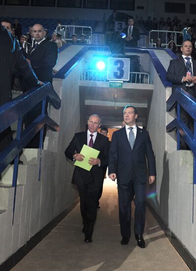 Medvedev and Putin at 7th United Russia Party Conference