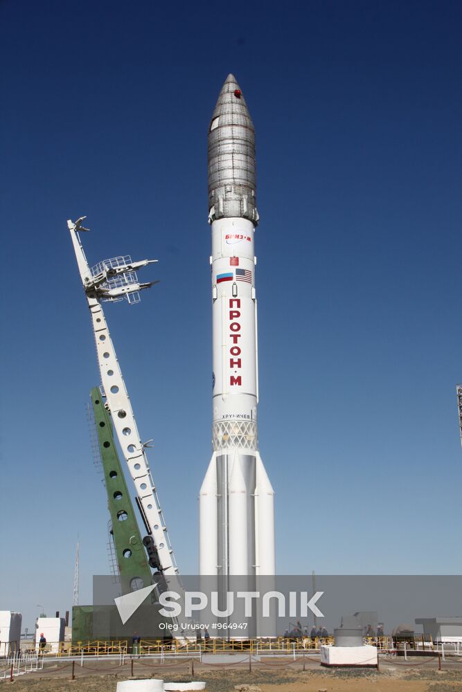 Proton M rocket with QuetzSat-1 spacecraft moved to launch pad