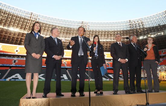 UEFA President Michel Platini arrives in Ukraine