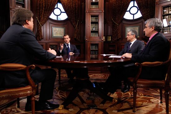 Dmitry Medvedev's interview with heads of three federal channels