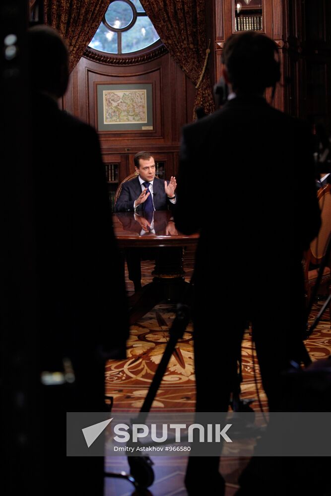 Dmitry Medvedev's interview with heads of three federal channels