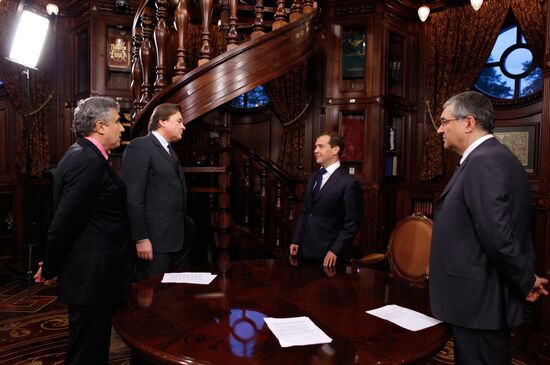 Dmitry Medvedev's interview with heads of three federal channels