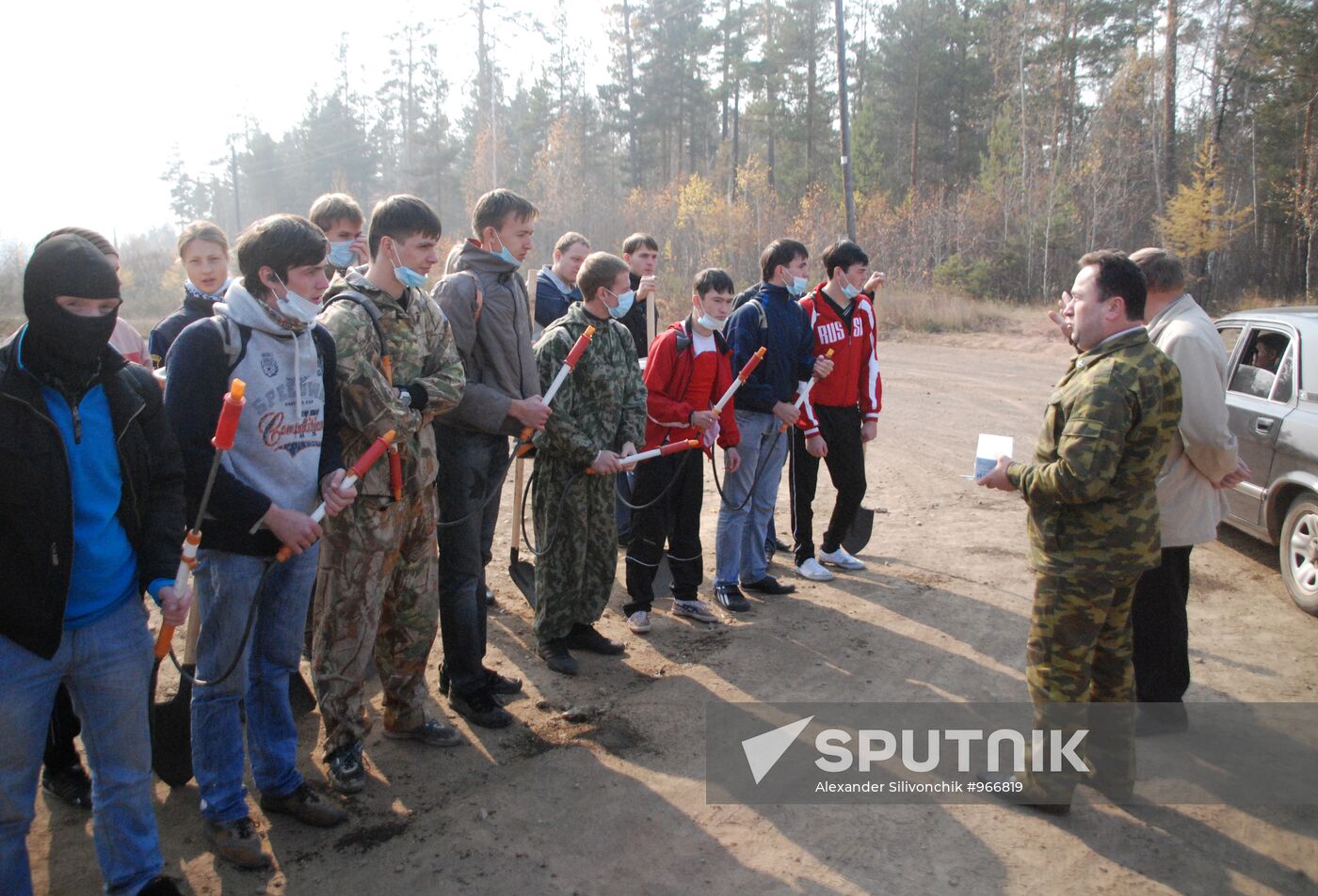 Putting out fires on Bratsk outskirts