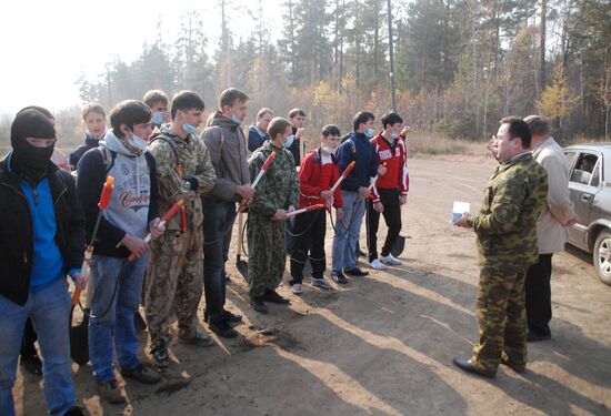 Putting out fires on Bratsk outskirts