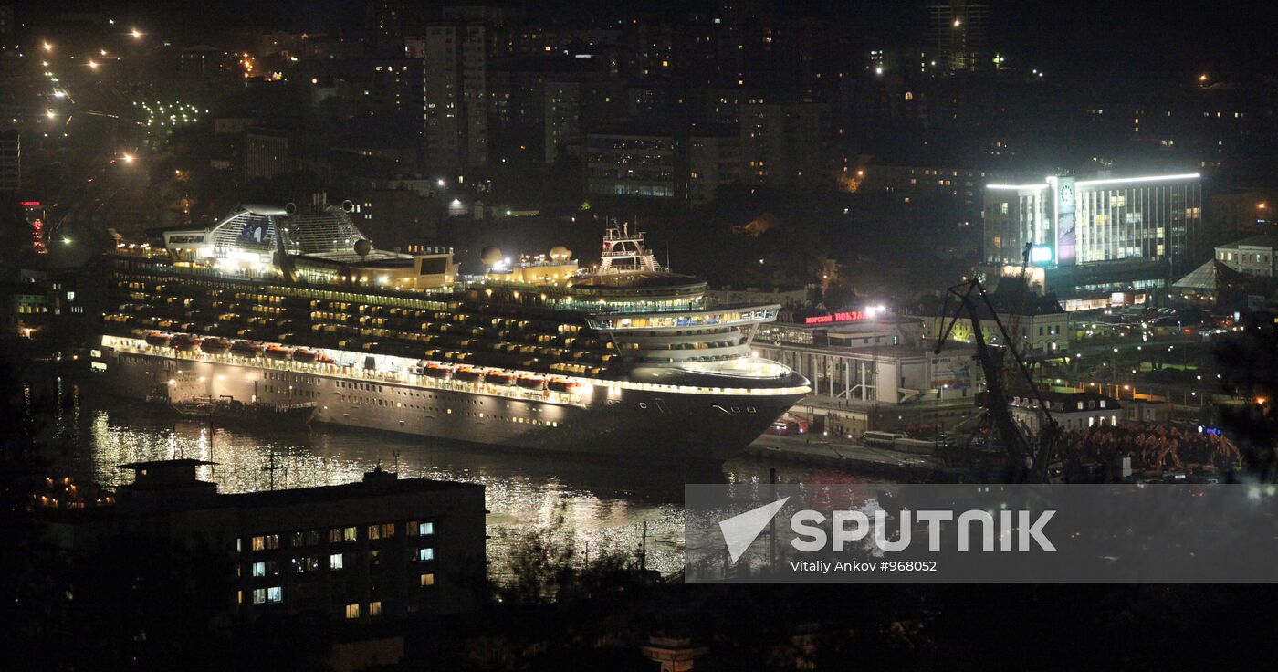 The Diamon Princess superliner calls at Vladivostok