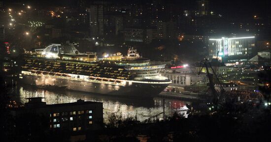 The Diamon Princess superliner calls at Vladivostok