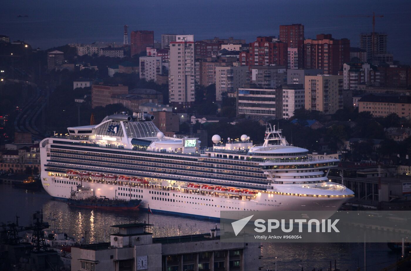 The Diamon Princess superliner calls at Vladivostok
