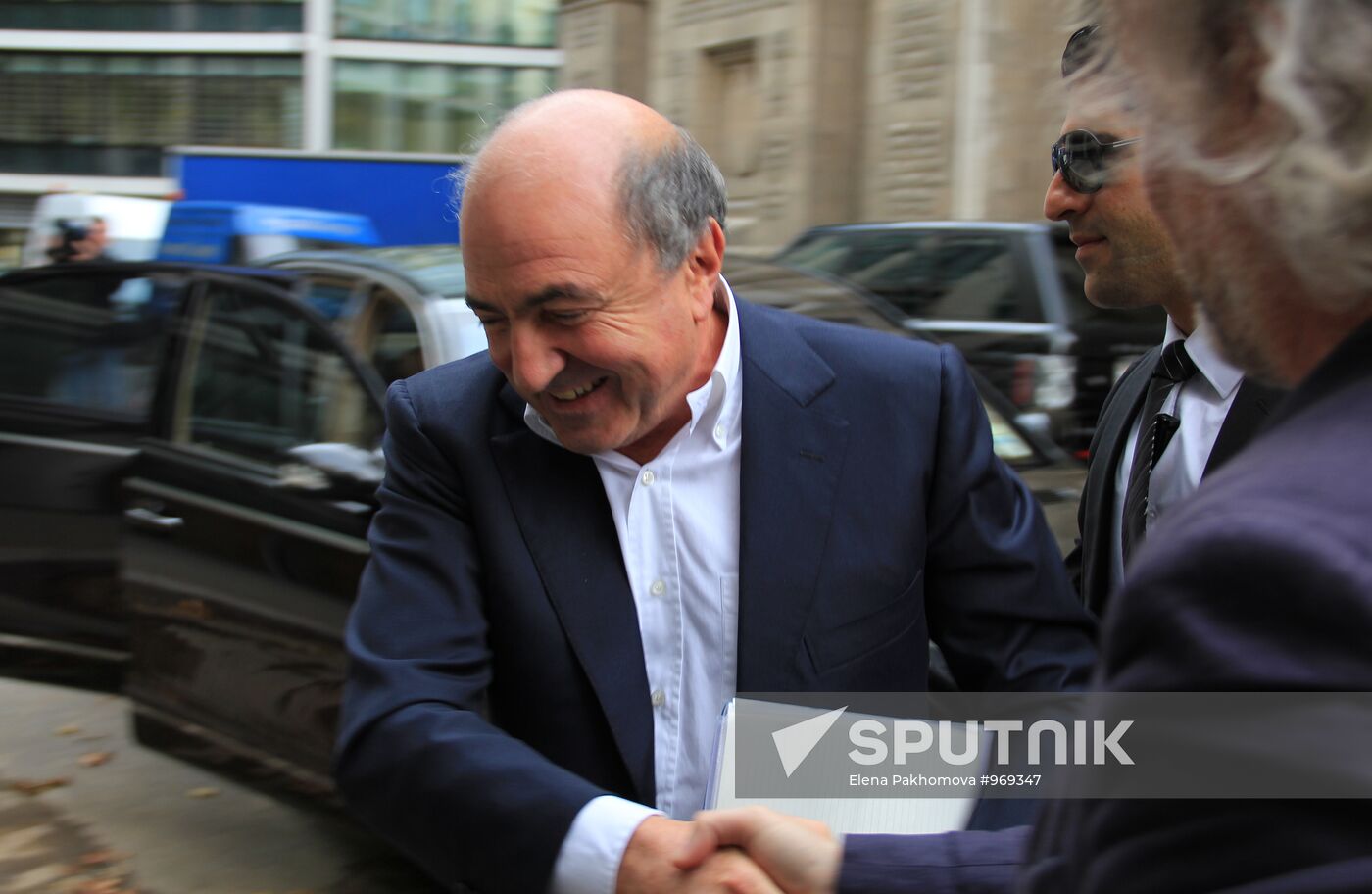 Boris Berezovsky arrives at High Court of Justice, London