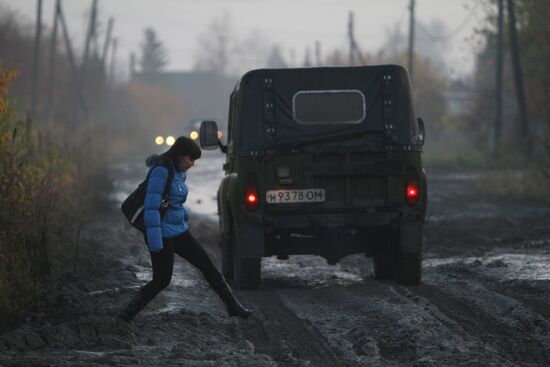 Roads in town of Tara in Omsk Region
