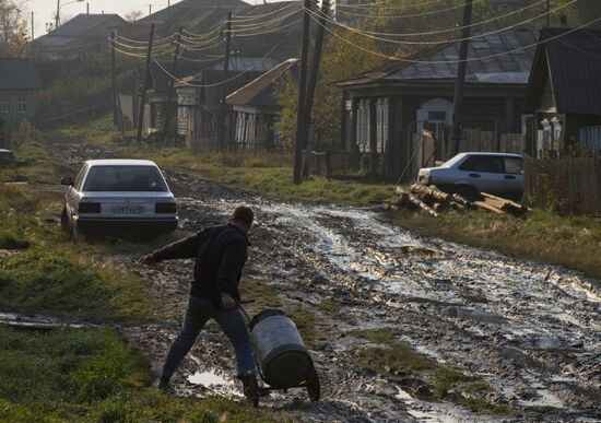 Roads in town of Tara in Omsk Region