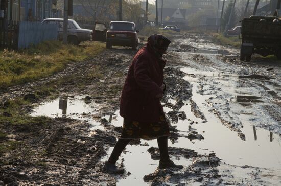 Roads in town of Tara in Omsk Region