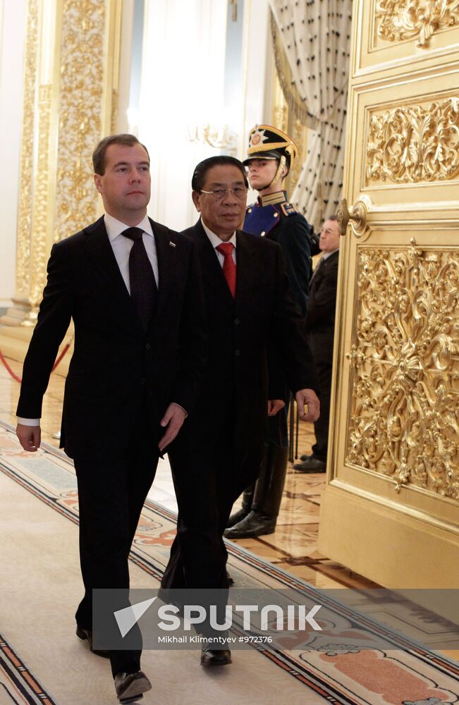 Kremlin talks between Dmitry Medvedev and Choummaly Sayasone