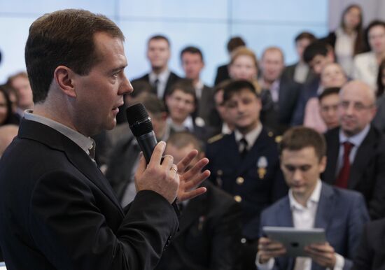 Dmitry Medvedev meets with his supporters at Krasny Oktyabr