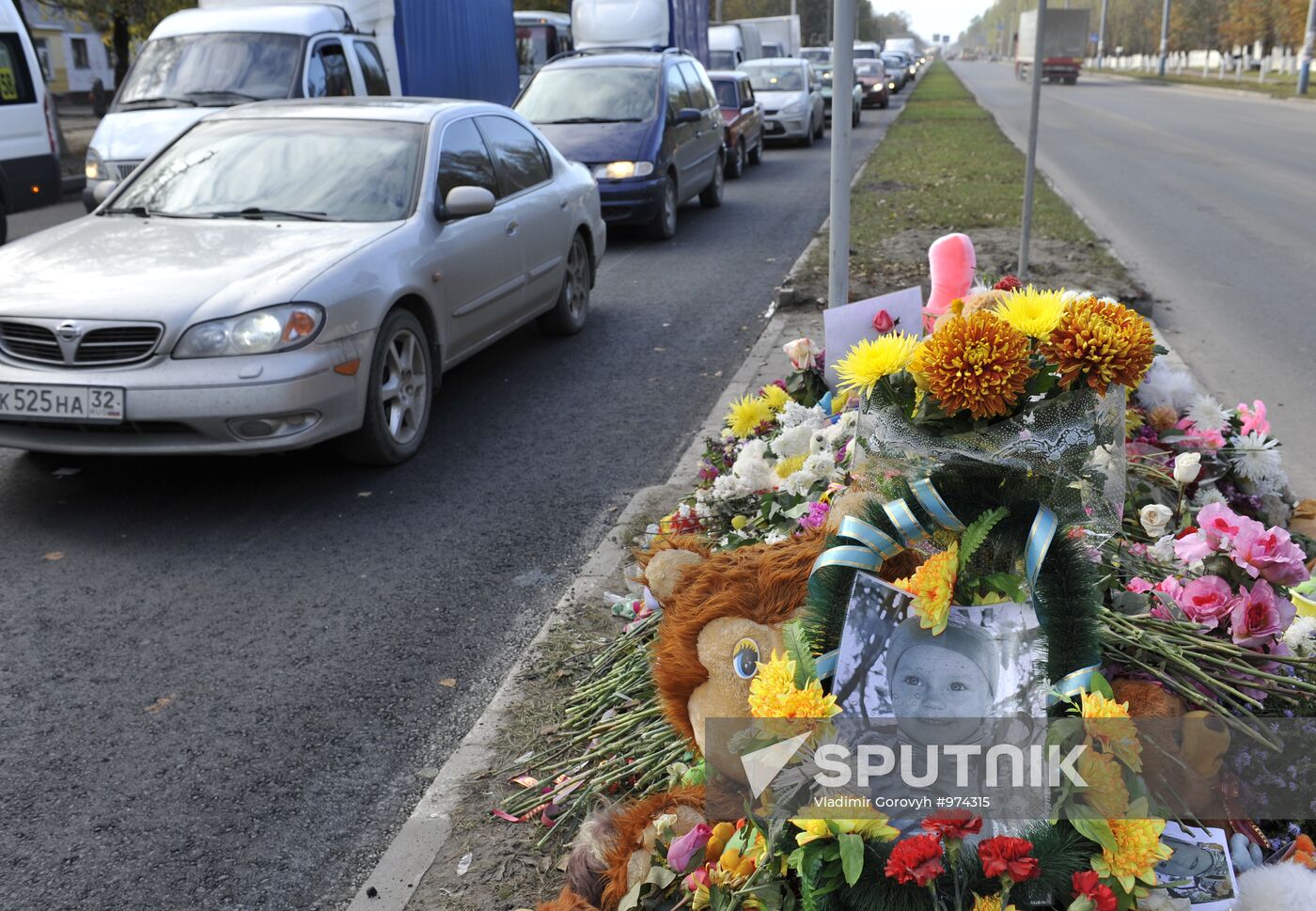Accident site where three-year-old Sonya Sivakova died, Bryansk