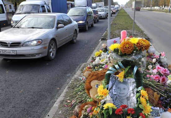 Accident site where three-year-old Sonya Sivakova died, Bryansk