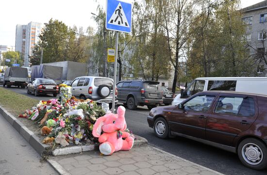 Accident site where three-year-old Sonya Sivakova died, Bryansk