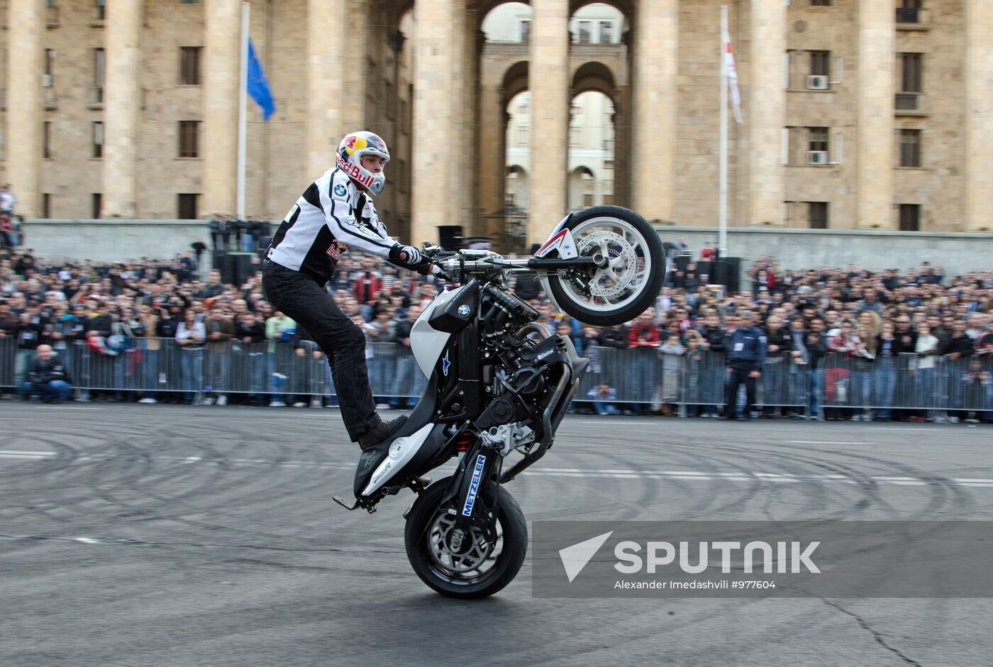 World stunt riding champion Chris Pfeiffer performs in Tbilisi