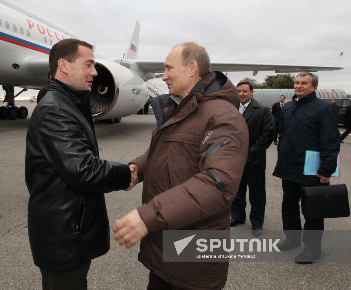 Dmity Medvedev, Vladimir Putin visit Stavropol