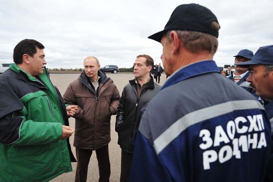 Dmitry Medvedev and Vladimir Putin visit Stavropol