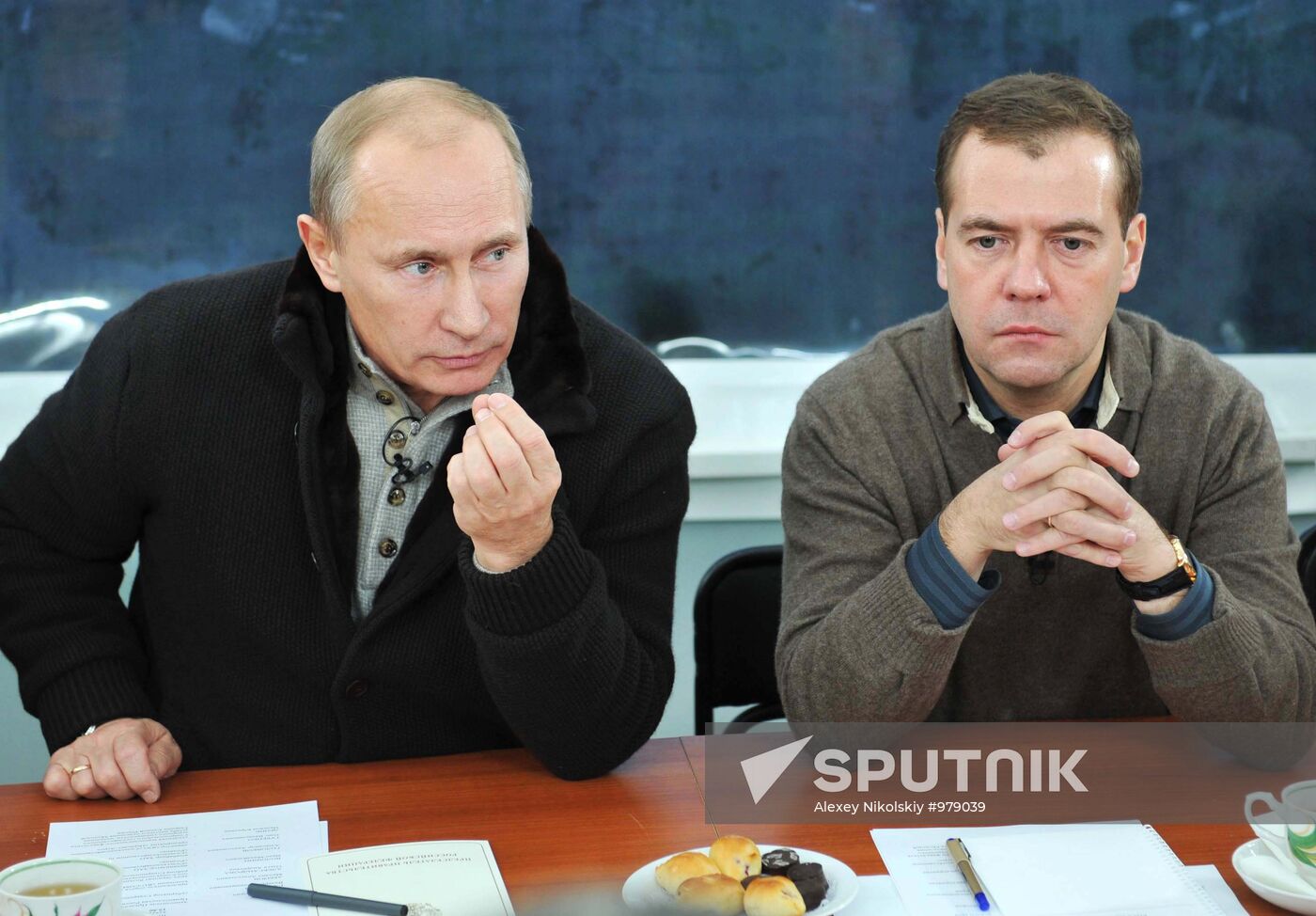 Dmitri Medvedev and Vladimir Putin visit Stavropol