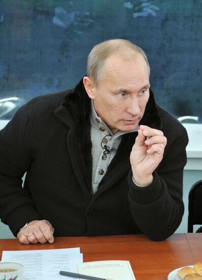 Dmitri Medvedev and Vladimir Putin visit Stavropol