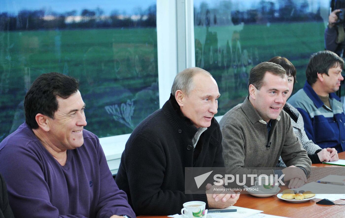 Dmitri Medvedev and Vladimir Putin visit Stavropol