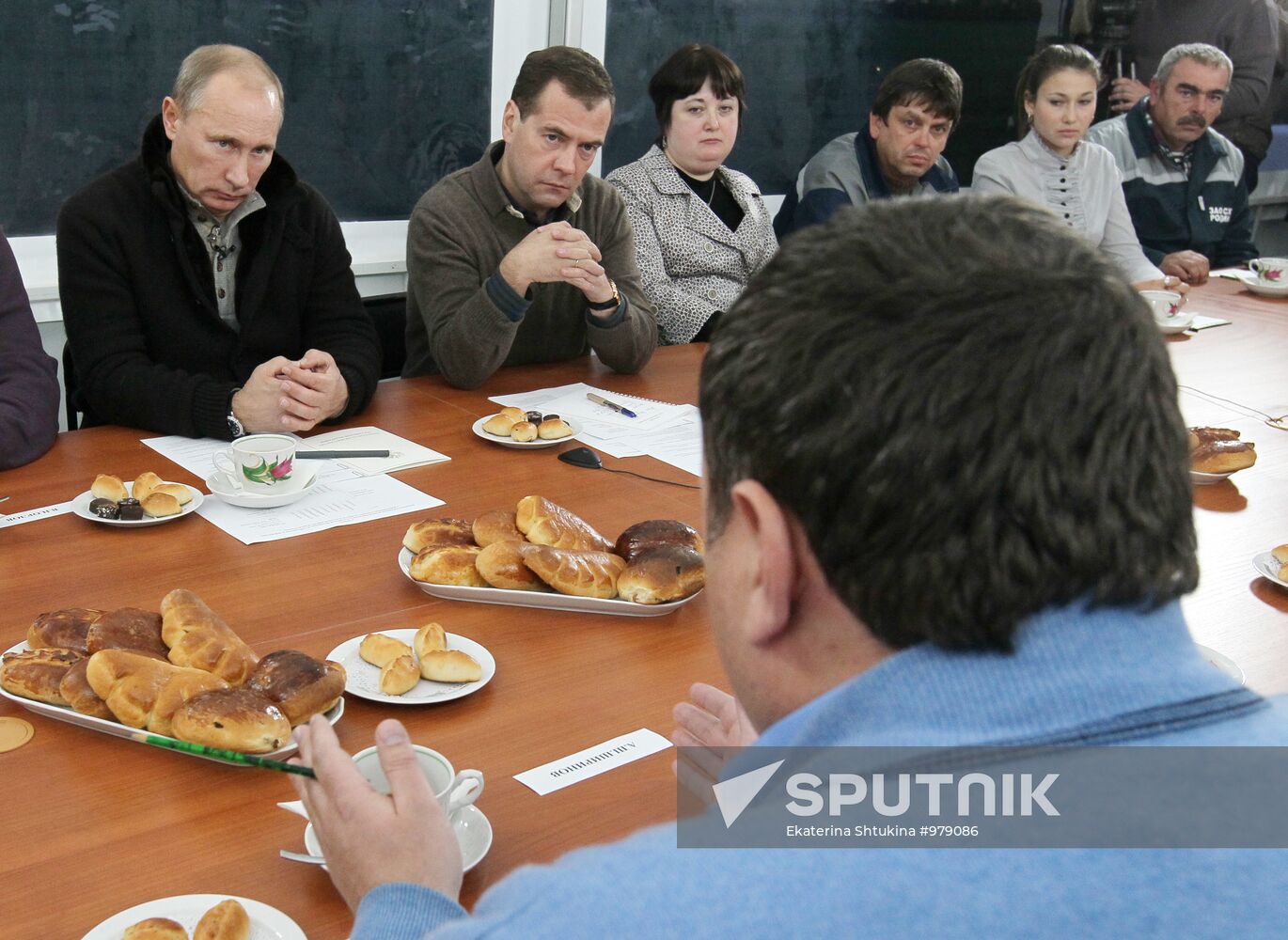 Dmitri Medvedev and Vladimir Putin visit Stavropol