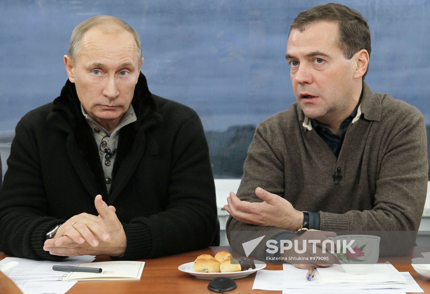 Dmitri Medvedev and Vladimir Putin visit Stavropol