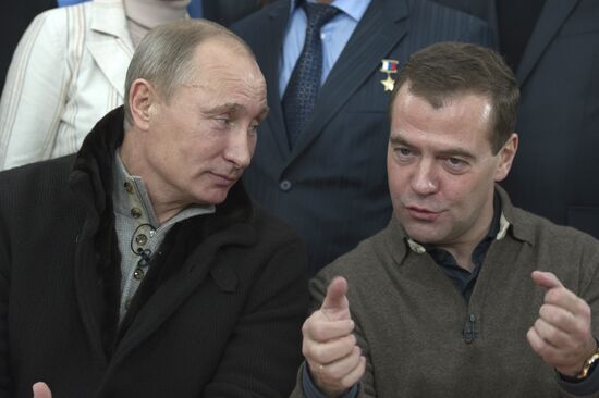 Dmitry Medvedev and Vladimir Putin visit Stavropol