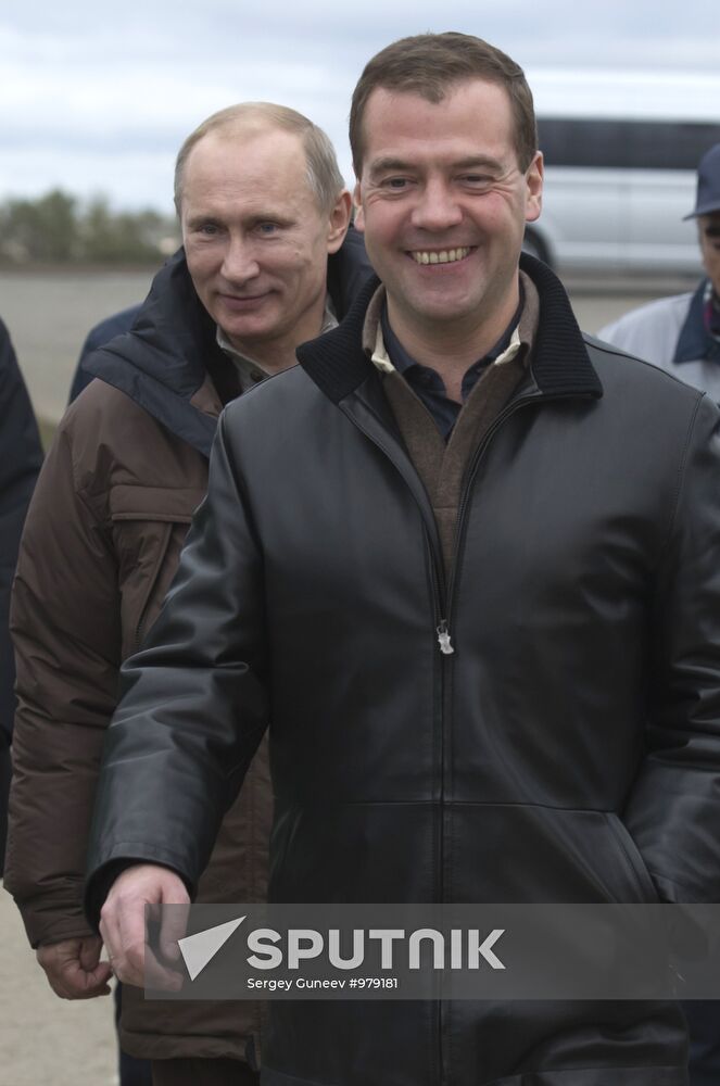 Dmitry Medvedev and Vladimir Putin visit Stavropol