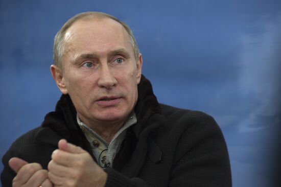 Dmitry Medvedev and Vladimir Putin visit Stavropol