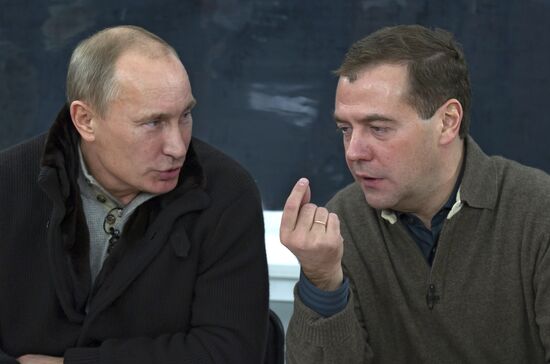 Dmitry Medvedev and Vladimir Putin visit Stavropol