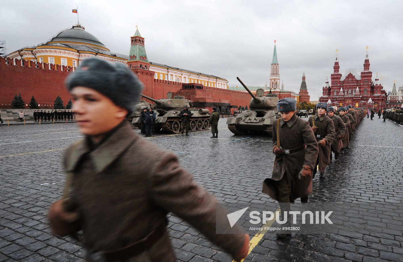 Rehearsal of march on 70th anniversary of 7 November 1941 parade