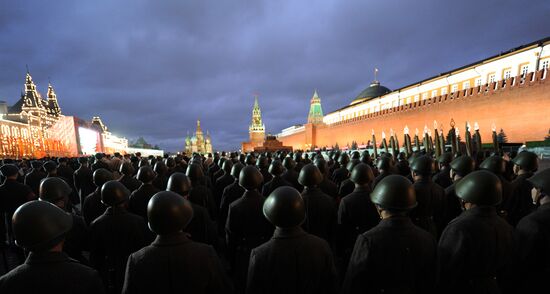 Rehearsal of march on 70th anniversary of 7 November 1941 parade