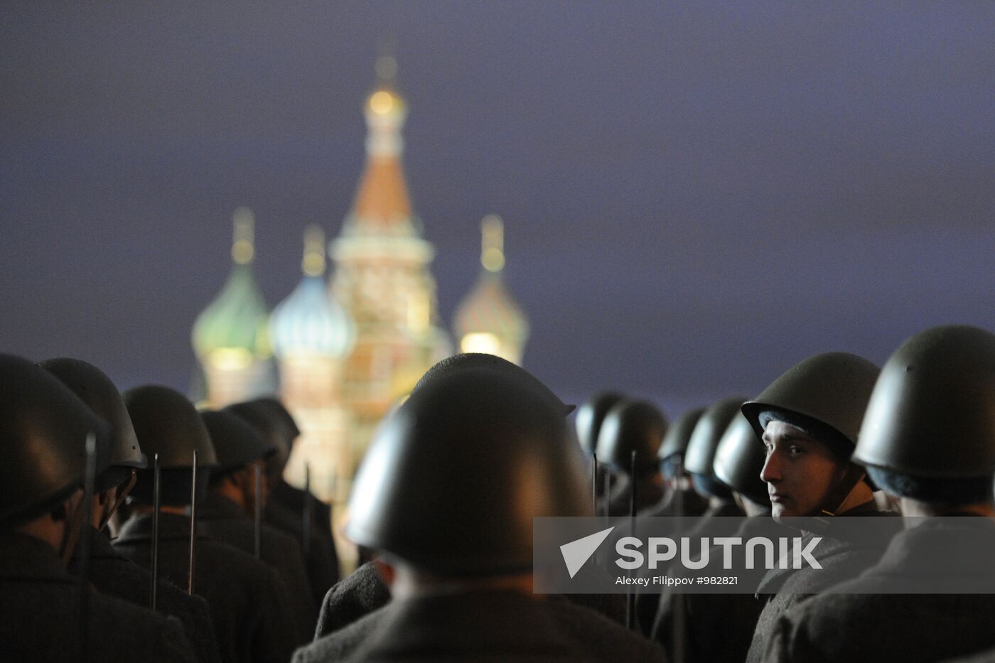 Rehearsal of march on 70th anniversary of 7 November 1941 parade
