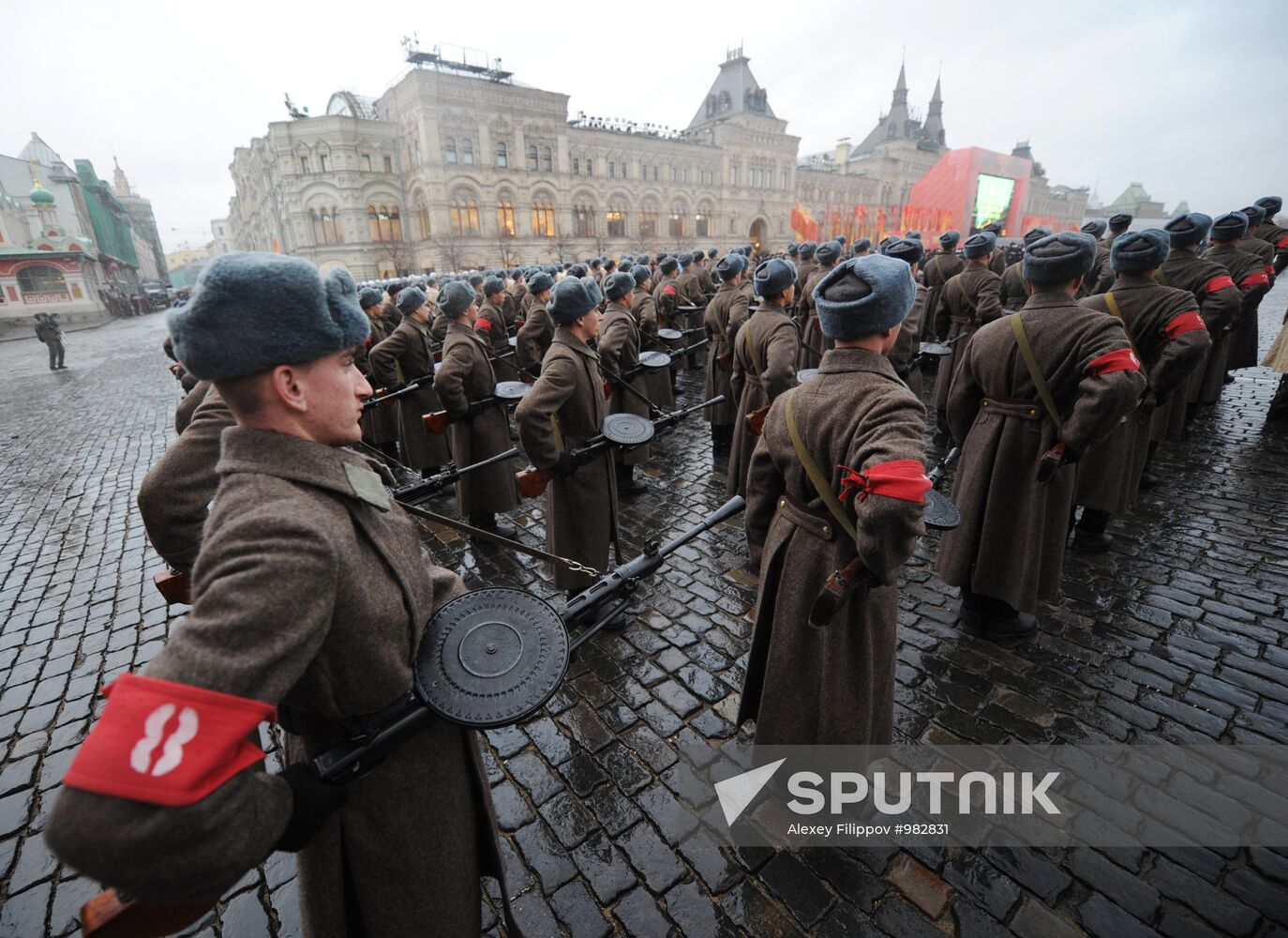 Rehearsal of march on 70th anniversary of 7 November 1941 parade