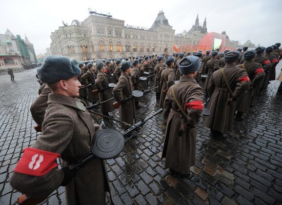 Rehearsal of march on 70th anniversary of 7 November 1941 parade