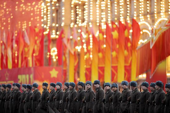 Rehearsal of march on 70th anniversary of 7 November 1941 parade
