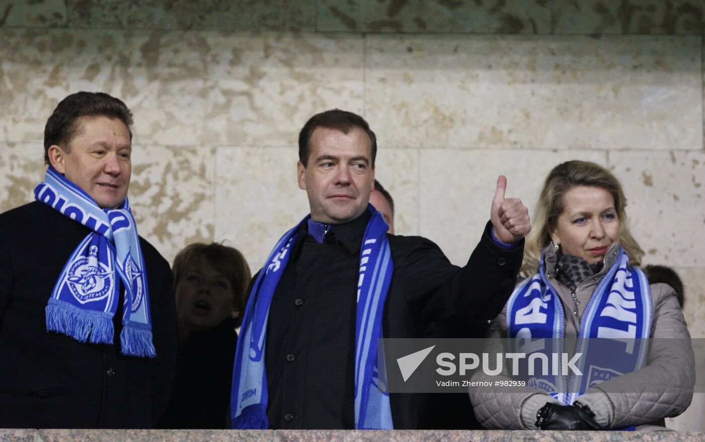 Dmitry Medvedev at UEFA Champions League match Zenit - Shakhtar