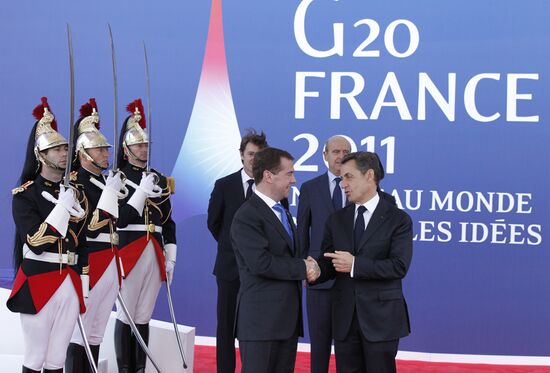 Dmitry Medvedev at G20 summit in Cannes