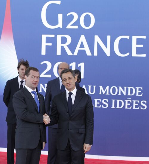 Dmitry Medvedev at G20 summit in Cannes