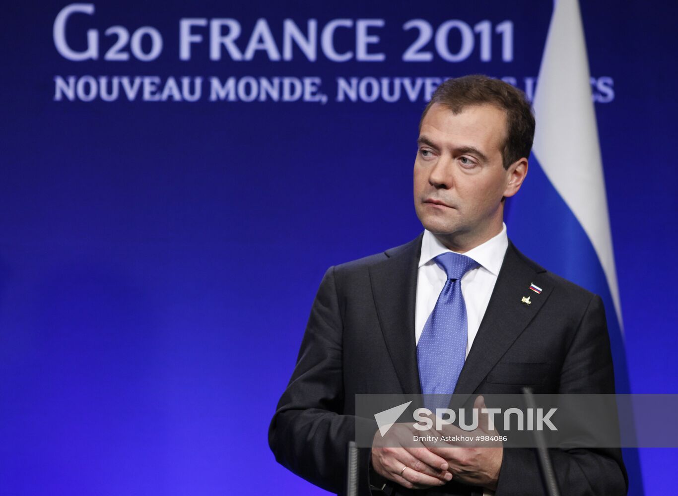 Dmitri Medvedev takes part in G20 summit, Cannes