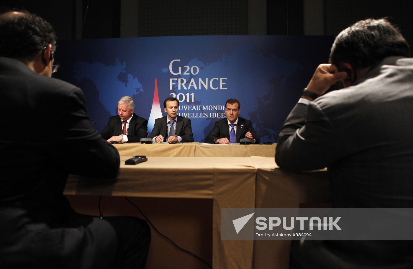 Dmitri Medvedev takes part in G20 summit, Cannes