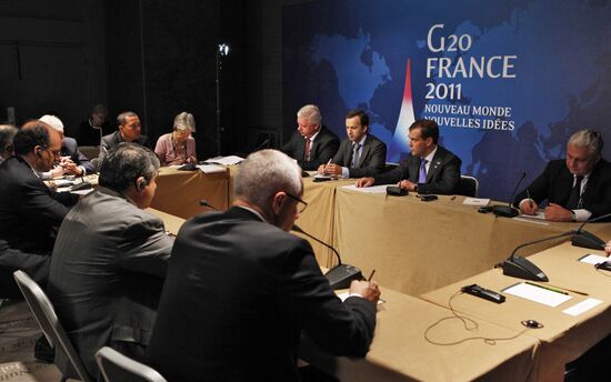 Dmitri Medvedev takes part in G20 summit, Cannes