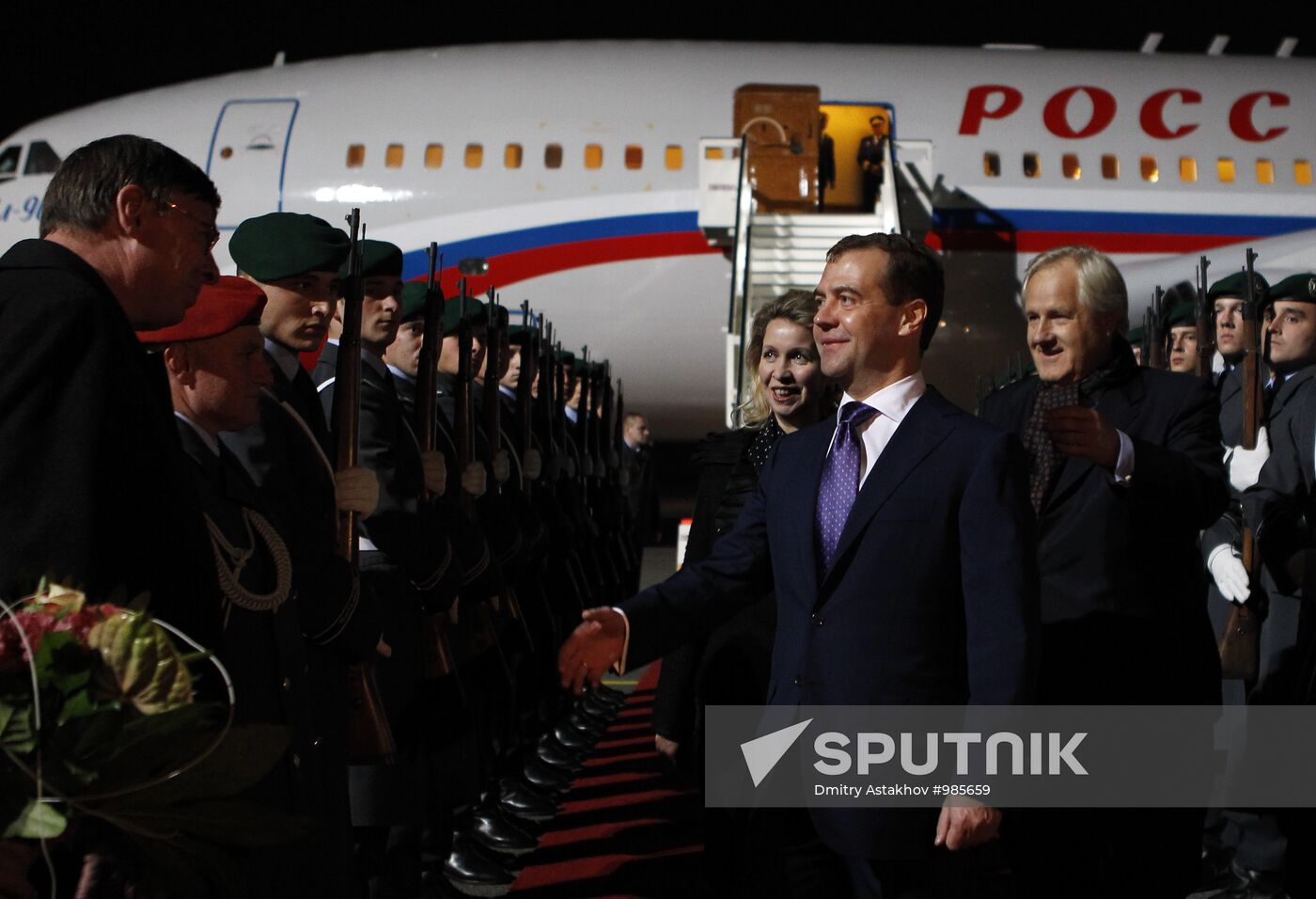 Dmitry Medvedev arrives for a visit to Germany