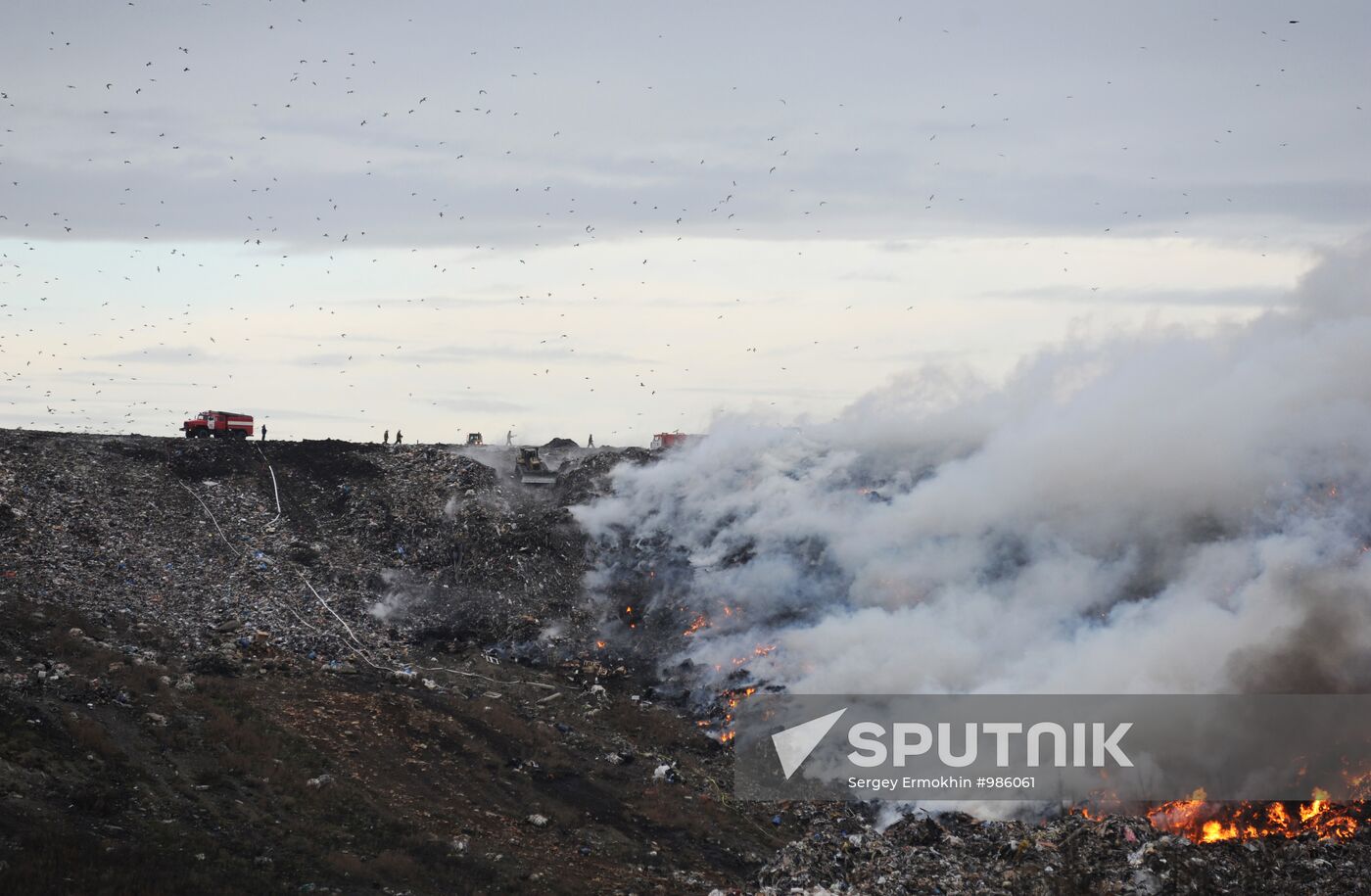Household waste disposal site flames up in Leningrad Region