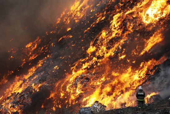 Household waste disposal site flames up in Leningrad Region