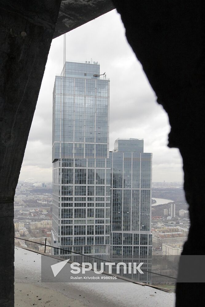 Putting up multi-story building in Moscow City area